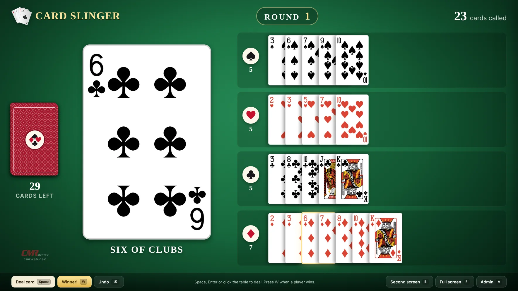 Card Slinger - Game Night & Community Events website screenshot
