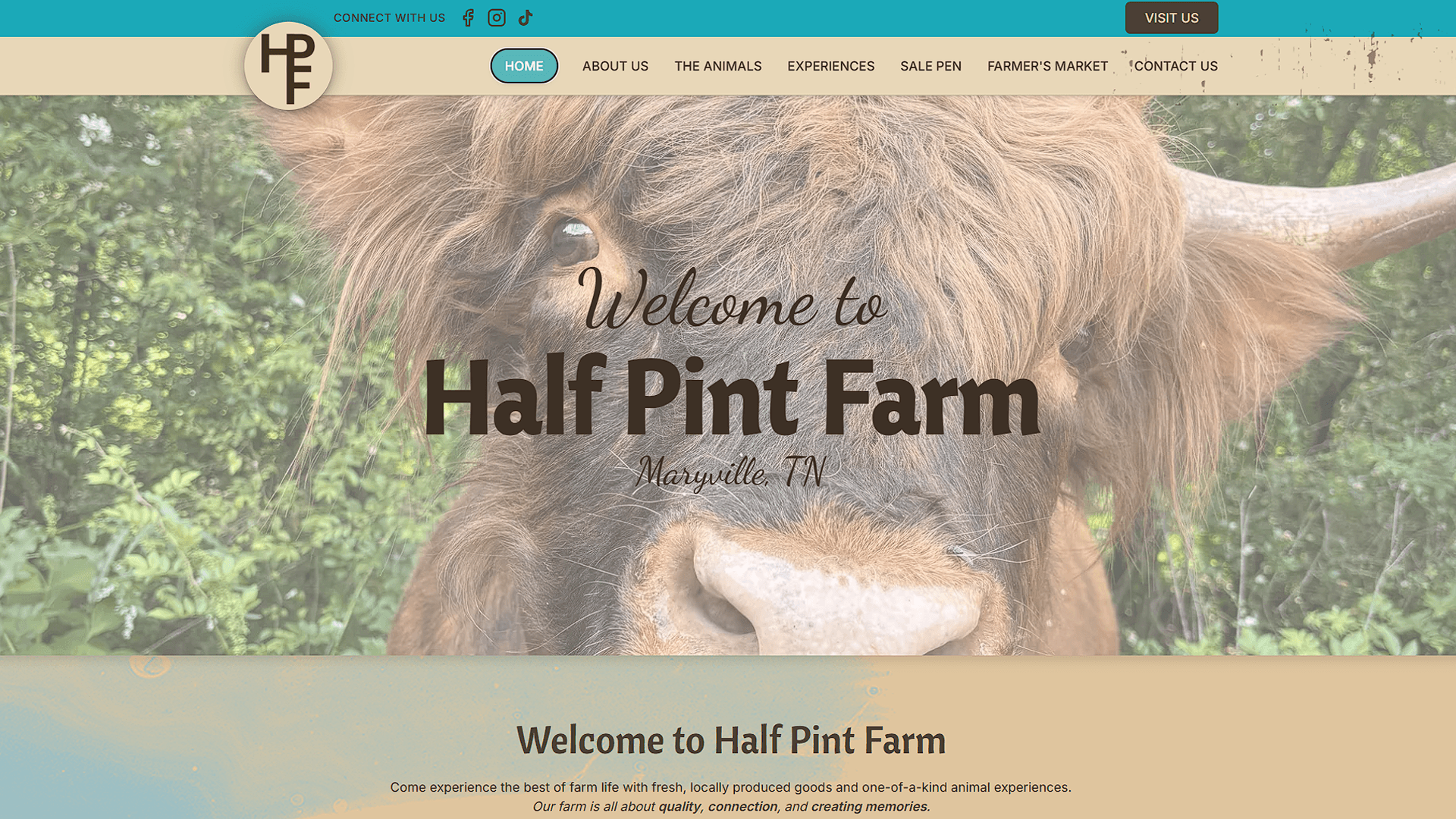 Half Pint Farm - Farm & Agritourism website screenshot